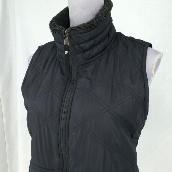 Prana Vest Womens Small Black Quilted Full Zip Sherpa Lined Mock Neck Zip Pocket - Picture 9 of 16